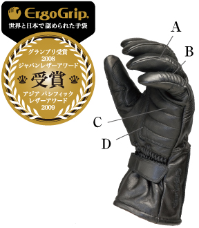 エルゴグリップ 革 白黒 スキー esk-1201 松岡手袋5フィンガーグロー